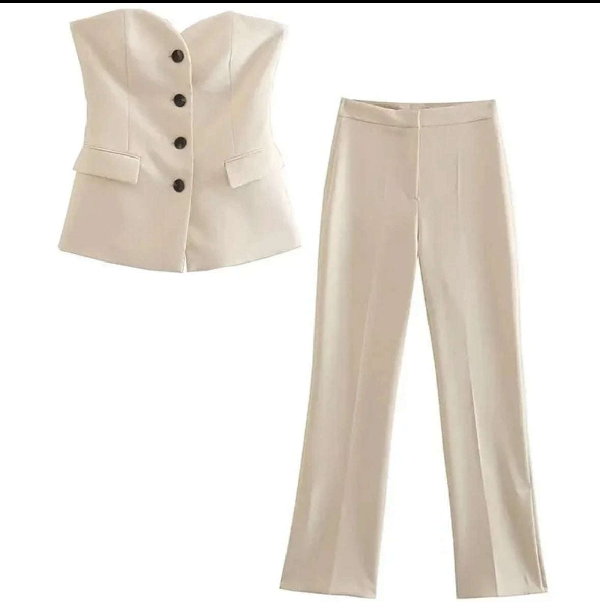 Summer autumn woman Fitness Boutique two-piece set Solid color Split short top Straight pants Casual style bag packed