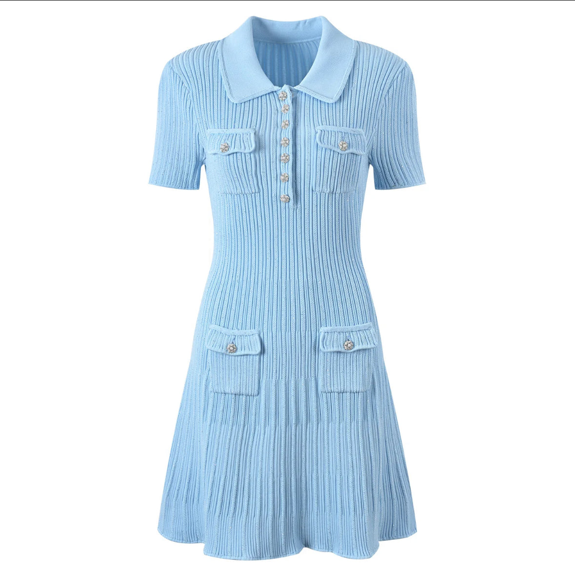 Spring Retro Elegant Women's Lapel Short Sleeve Fabric Sequins Tight Dress Ruffle Solid design