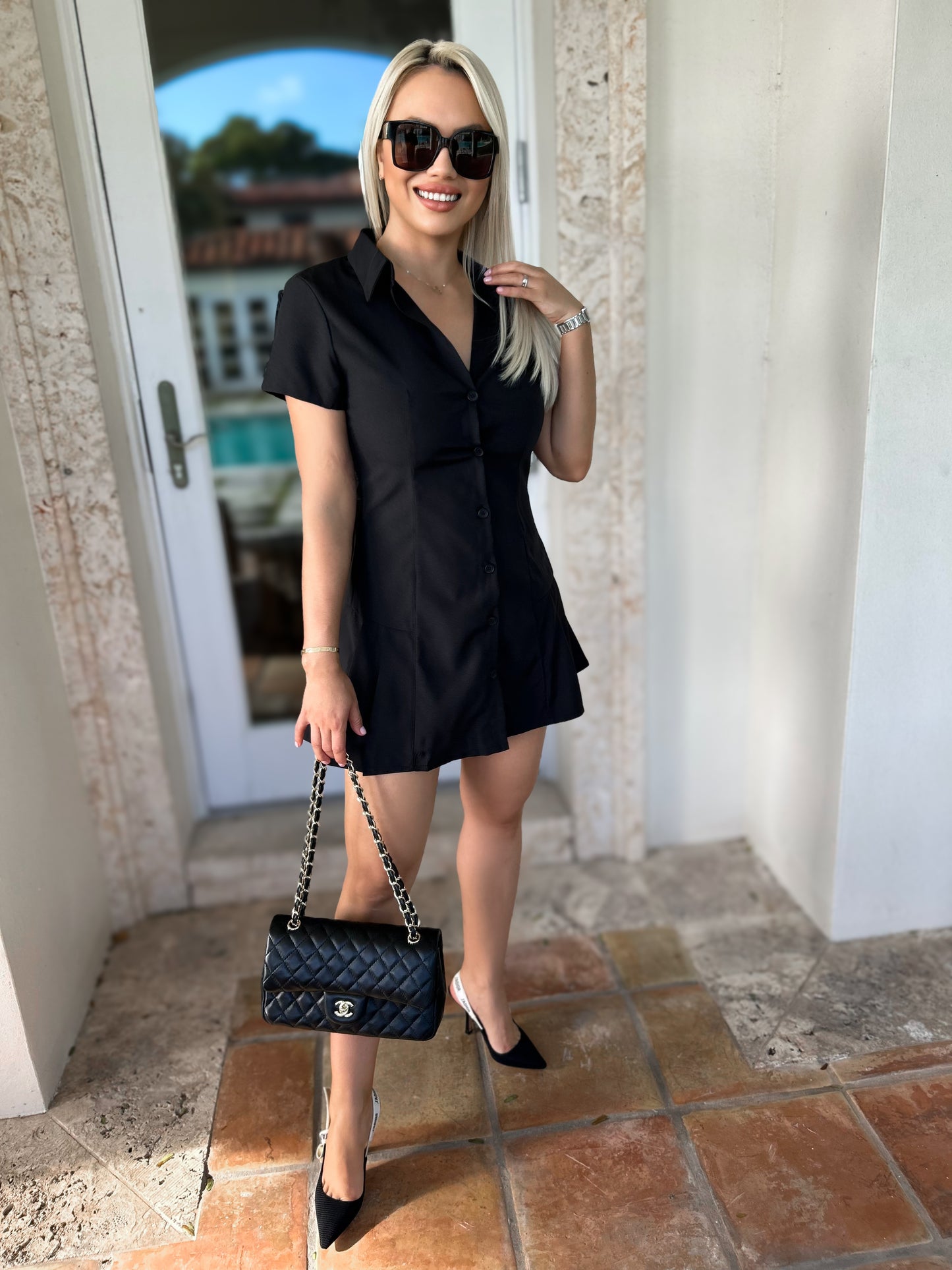 Mini dress fashion shirt style French niche for women European and American style