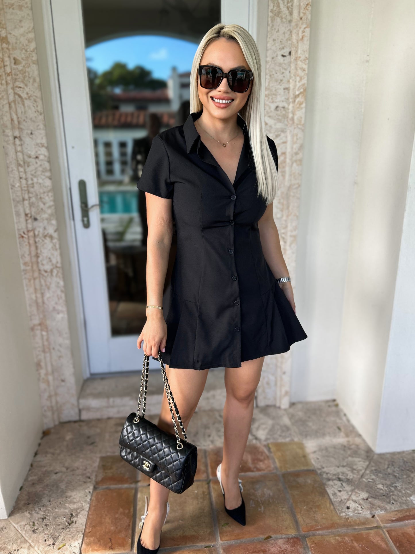 Mini dress fashion shirt style French niche for women European and American style