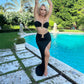 Velvet Dress Sexy Strapless Crop Tube Top High Waist Slit Maxi Dress 2 pieces suits