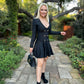 Sexy black dress with wide sleeves