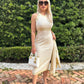 Autumn/Winter dress and two-piece sweater with V-neck jacket + knitted vest office dress lady knitted sets women