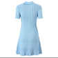 Spring Retro Elegant Women's Lapel Short Sleeve Fabric Sequins Tight Dress Ruffle  Solid design