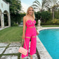 Set of two-piece strapless pants Trimmed design Elegant Ladies Women Summer Casual Street Style Two-piece