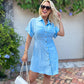 Dress Ladies Casual Short Sleeve Single Breasted Shirt Dress No reviews yet